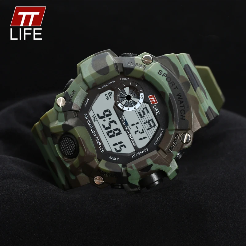 TTLIFE Men Camouflage Military Digital Watch LED Sports Minimalist Wristwatch Waterproof Shock Resistant Business Clock TS06 | Наручные