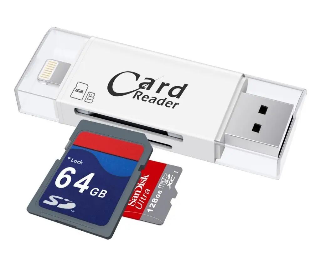 Белый Kismo 3 в 1 USB2.0 карта памяти OTG флеш-накопитель Micro SD TF карта, карта памяти Micro SD для устройства чтения sd-карт для iPhone 5 5S 6 7 8 X S6 S7 край - Цвет: Белый