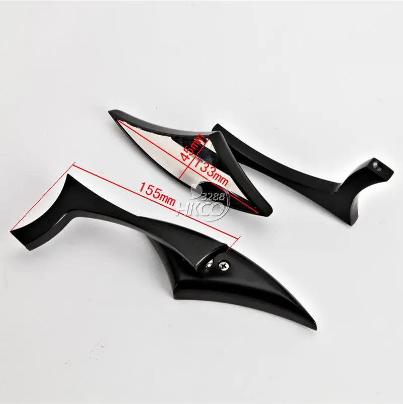 

Wow Black SPEAR MOTORCYCLE CRUISER BOBBER CHOPPER REARVIEW SIDE MIRRORS 8MM-10MM