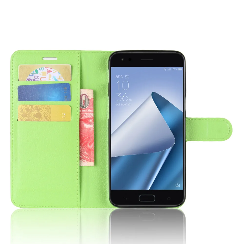 Чехол ZE554KL для ASUS ZenFone 4 ZE554KL, чехол s с бумажником, с рисунком личи, откидной кожаный чехол, черный 554 ASUS554