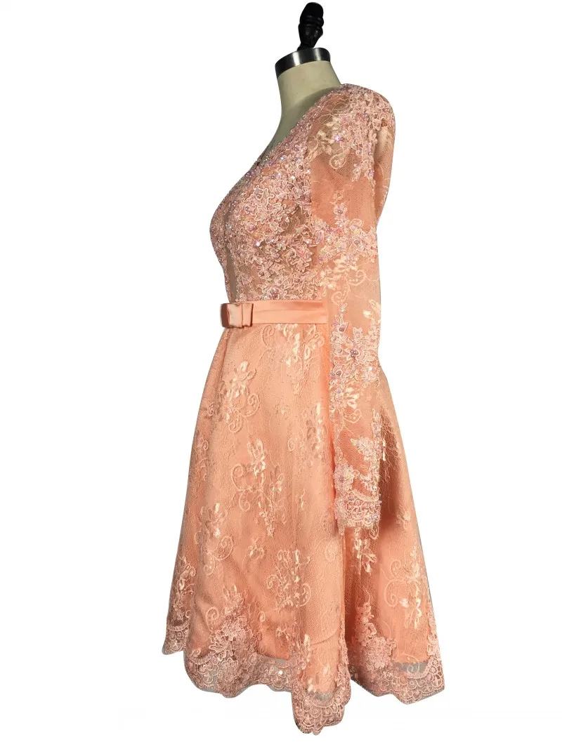 Красивое коктейльное платье с длинными рукавами сексуальные мини аппликация