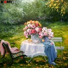 5D алмазная вышивка сделай сам, Садовый цветок, полноразмернаякруглая Алмазная мозаика, живопись, украшение для дома, алмазная живопись, пейзаж XY1