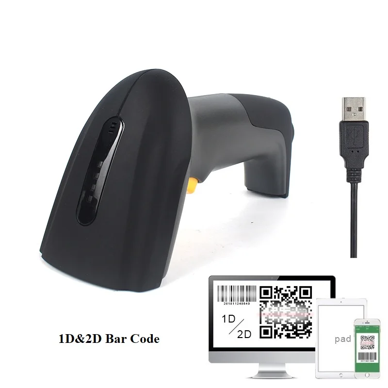Портативный Ручной USB проводной 2D сканер штрих кода считыватель QR Data Matrix