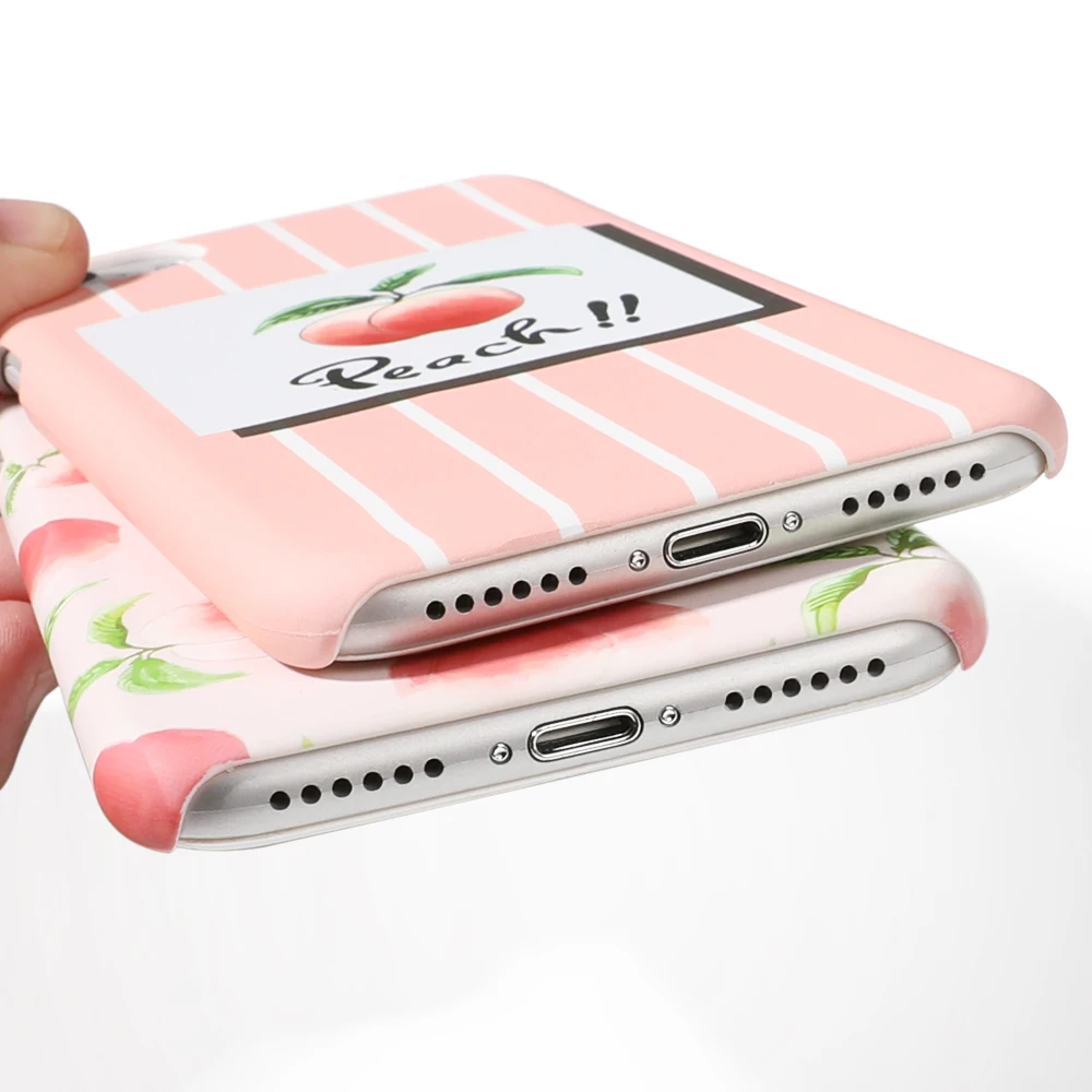 LOVECOM милый розовый персиковый фруктовый чехол для телефона для iPhone X, 6, 6 S, 7, 8 Plus, 5S, 5, SE, полуобернутый жесткий чехол из поликарбоната, чехол для iPhone X, подарок