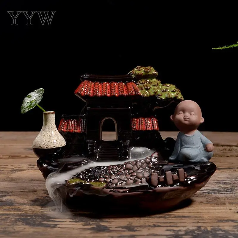 

1pcs Backflow Incense Burner Holder Incense Cones Holder Aromatherapy Censer With Small Plant Vase House Decor Send 10pcs Cones