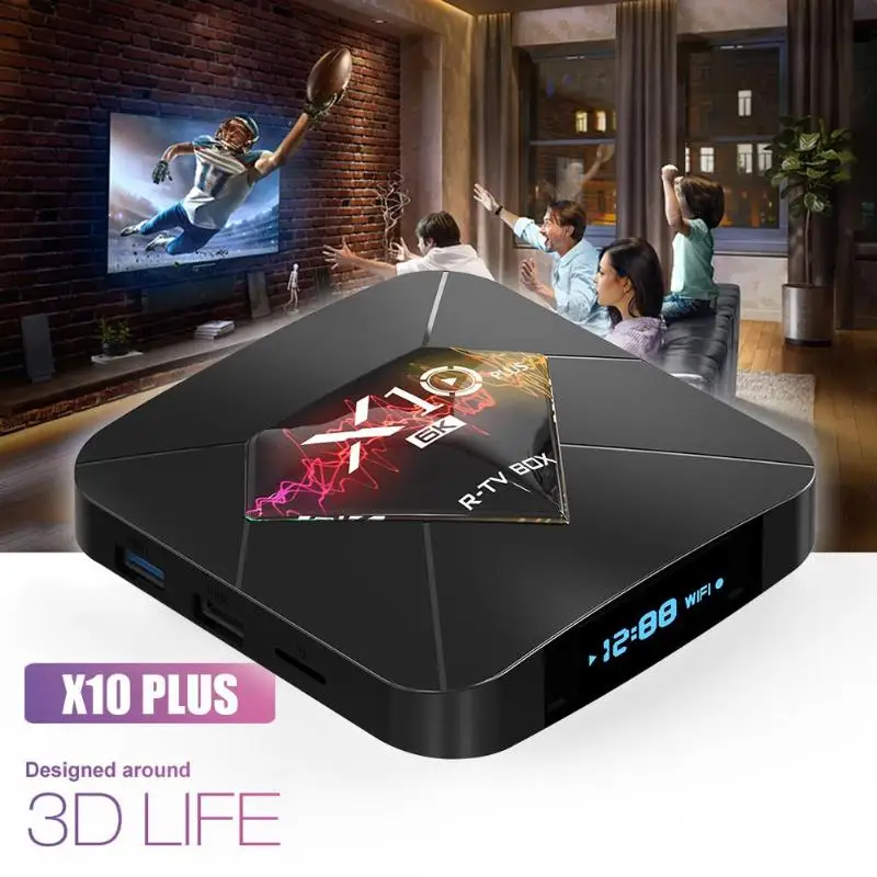 X10 плюс ТВ коробка реальное видеоизбражение в 8/9/10 до 1080P 60fps Android 9,0 4 Гб+ 32 ГБ, Allwinner Quad-Core WiFi 3D Декодер каналов кабельного телевидения
