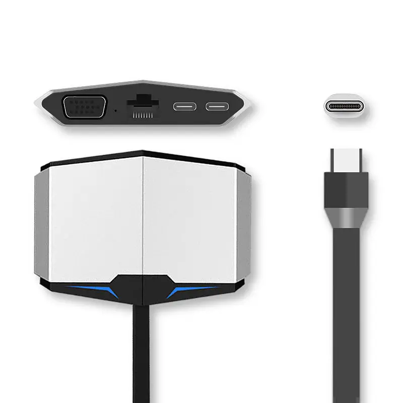 USB C к HDMI VGA конвертер концентратор Thunderbolt 3 RJ45 кард ридер PD 1 Для MacBook Pro 2016/2017