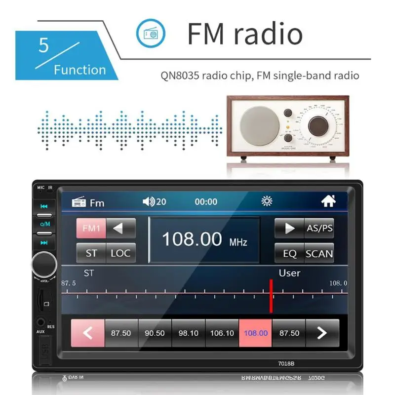 VODOOL 2Din 7018B " сенсорный экран в тире Bluetooth Автомобильный MP5 плеер 1080P FM Радио Аудио Видео медиаплеер Поддержка обратного изображения