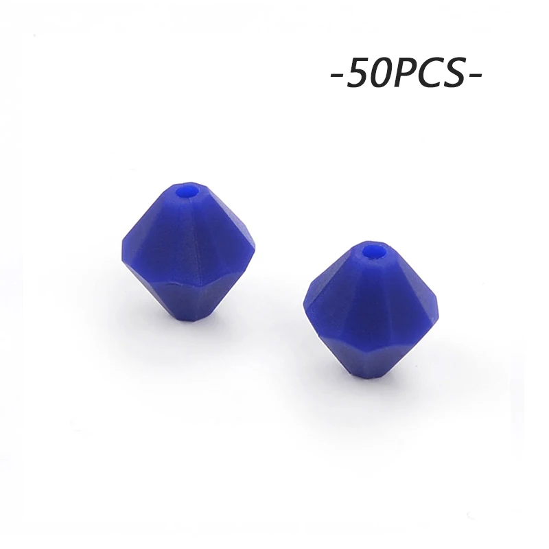 navy LOFCA 50 шт. силиконовая, в форме бриллианта бусины мультфильм детские зубные кольца BPA бесплатно DIY детские игрушки Жевательные Ожерелье для прорезывания зубов аксессуары - Цвет: navy