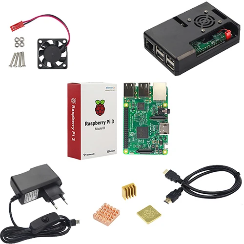Raspberry Pi 3 Model B комплект 5V2. 5A блок питания с переключателем + sd карта 16G чехол ABS
