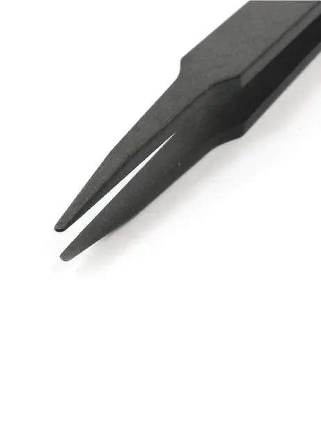 

100PCS New Anti-static Plastic Tweezer Heat Resistant Repair Tool Portable Black Straight Bend 93303 Tweezer