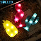 Настольная светодиодная 3D ночник SOL, мультяшный светильник в виде ананасаФламингодетской лампы, украшение для дома и офиса, подарки для детей