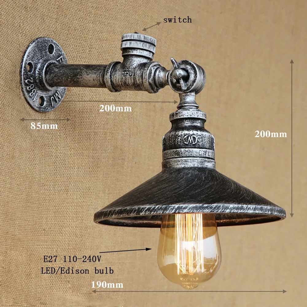 Винтажный настенный светильник Лофт 4 цвета в стиле панк железная ржавчина