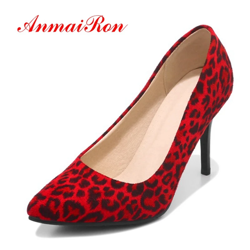 

Женские туфли ANMAIRON из флока с острым носком на высоком каблуке (8 см-АП) туфли на тонком каблуке размеры 34-39 LY301