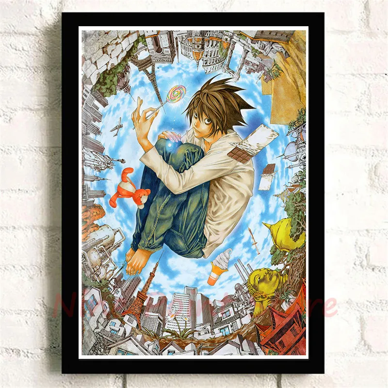 Death Note A стиль японский мультфильм комикс плакат с покрытием бумага плакат стены стикеры кафе декоративная живопись без рамки - Цвет: Золотой