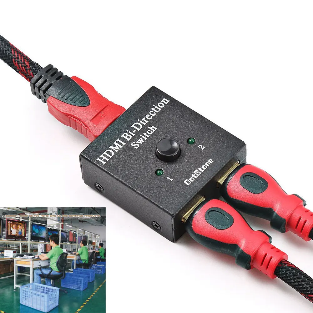 2 порта двусторонний HDMI коммутатор 2x 1/1x2 концентратор коробка разветвитель
