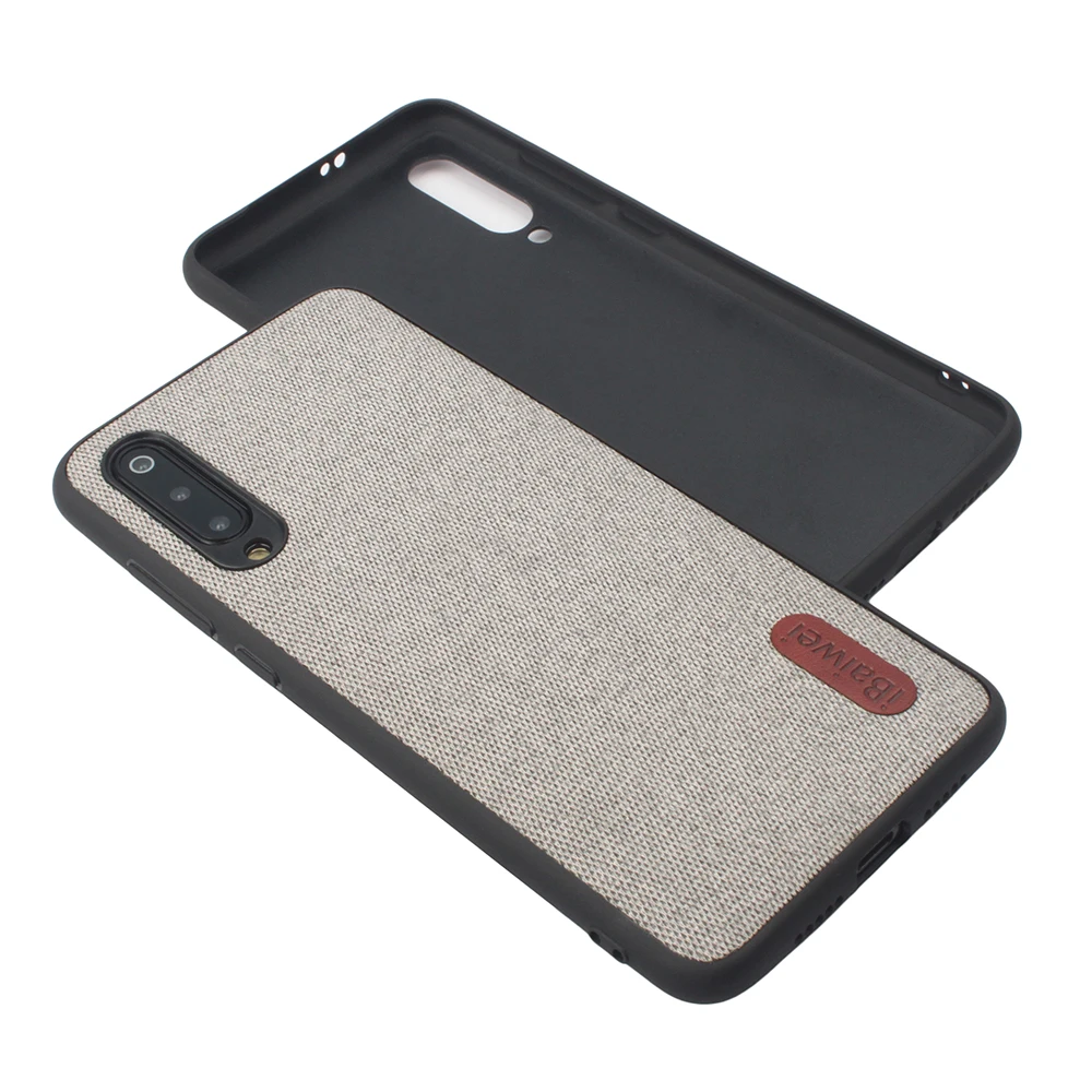 Fabric case gray Тканевый чехол для телефона для Xiaomi Mi 9, задняя крышка, роскошный силиконовый защитный чехол с краями, Xiaomi Mi 9 SE, чехол, не скользит - Цвет: Fabric case gray