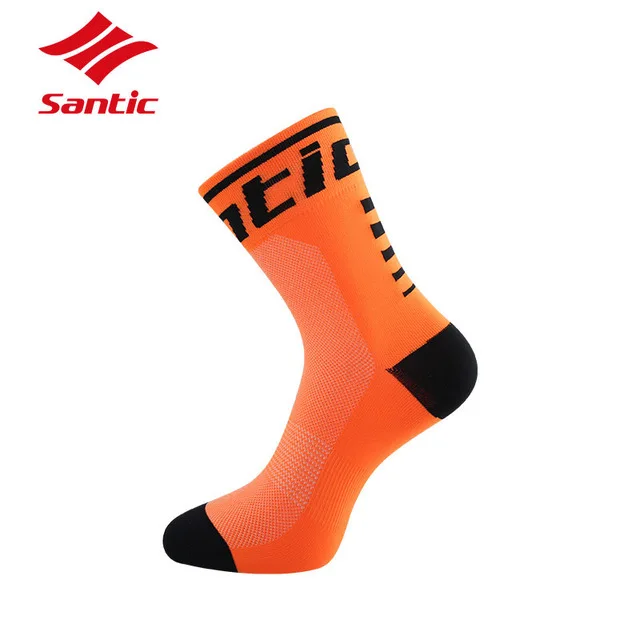 Orange Black Santic носки для велоспорта для мужчин и женщин анти-пот Спорт на открытом воздухе бег дышащий Спорт Calcetines велосипед Meias Дышащие носки - Цвет: Orange Black