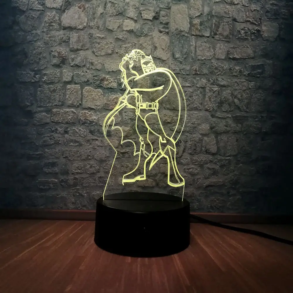 Marvel мультяшный рисунок Бэтмен 3D светодиодный светильник RGB Blub 7 цветов ночной