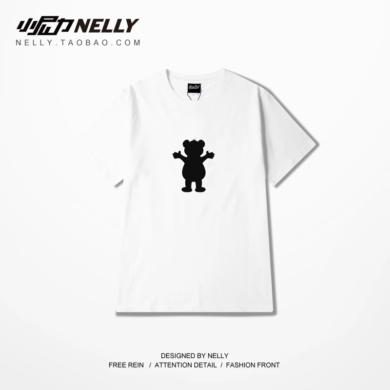 NELLY Новинка лета 2019 футболка с коротким рукавом и принтом медведя хип-хоп Дикий