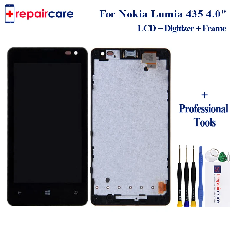 5 шт. для Microsoft Nokia Lumia 435 ЖК дисплей с сенсорным экраном дигитайзер в сборе рамкой