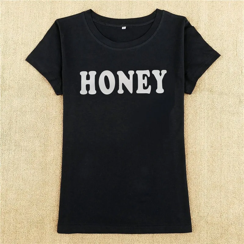 Женская футболка с надписью Honey Red Harajuku хлопковая короткими рукавами и круглым