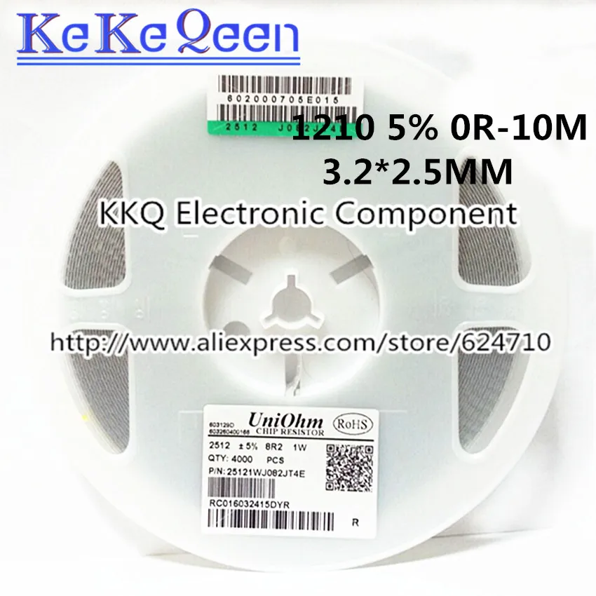 

100 шт. SMD 1210 5% J 3225 3,2*2,5 1/3 Вт 7.5R 7R5 8.2R 8R2 9.1R 9R1 10R 11R 12R 13R 15R 16R 18R 20R 22R 24R 27R 30R 33R 36R 39R