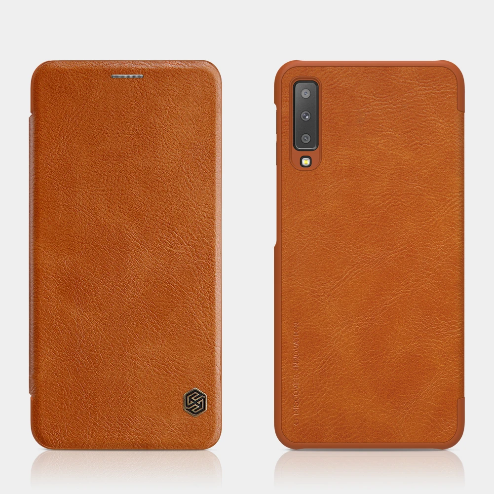 brown Флип-чехол для samsung Galaxy A7 A750F серия Nillkin Qin из искусственной кожи флип-чехол для samsung A7 чехол - Color: brown