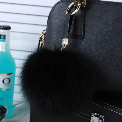 Роскошный меховой шар милый помпон кожаный брелок сделай сам сумка подвески