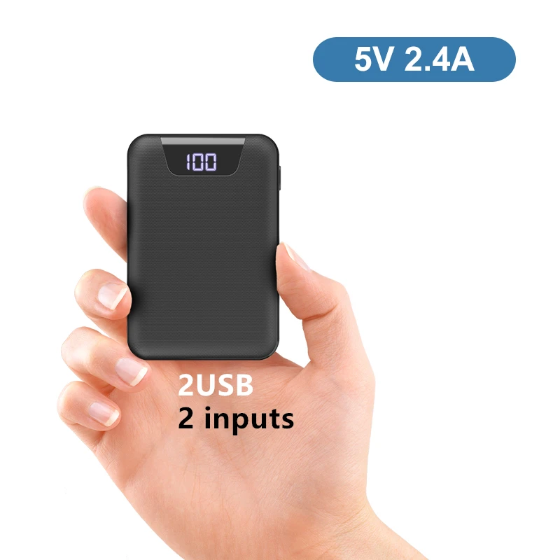 Black2 ROCK Mini 10000 мА/ч внешний аккумулятор с цифровым дисплеем, двойной USB внешний аккумулятор, повербанк питания для iphone XS Max Xiaomi - Цвет: Black2
