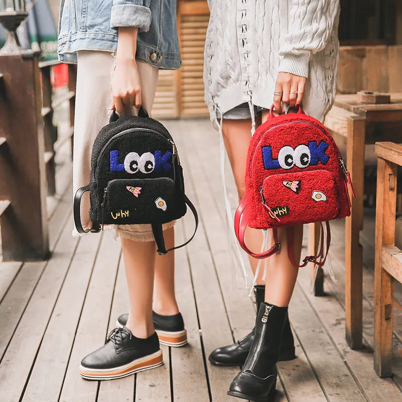 AUGUR натуральная кожа женская сумка 2017 Новый рюкзак женский мультяшный Шерстяной