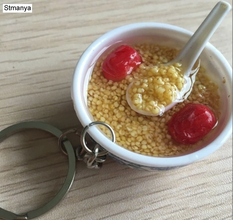 Food 8 Брелок для ключей в виде лапши, китайский синий и белый фарфор, миска для еды, мини-сумка, кулон#17169 - Цвет: Food 8