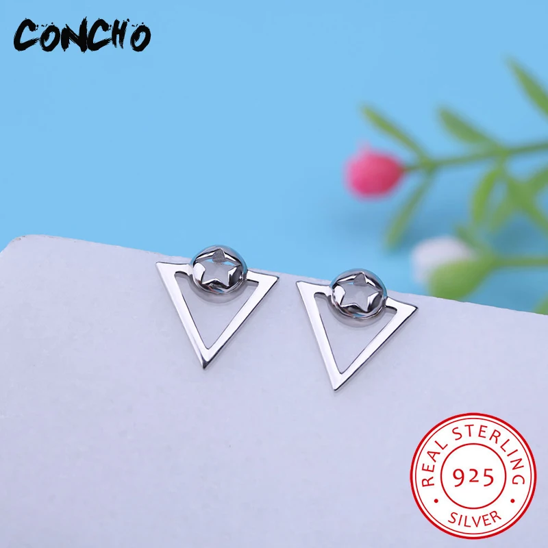 Кончо Jewelry 925 пробы серебро Треугольники серьги стержня для Для женщин вечерние