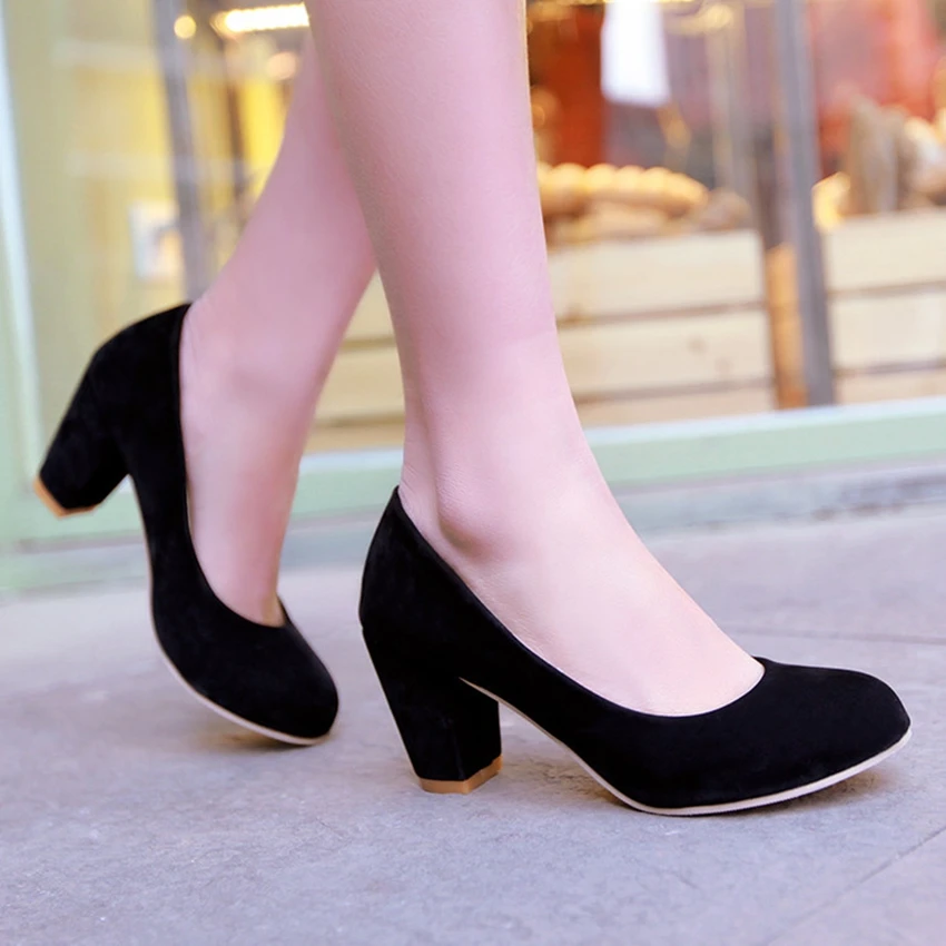 Женщины Моды Скольжения На Плюс Размер Партия Обуви Женщина Толстые Высокие