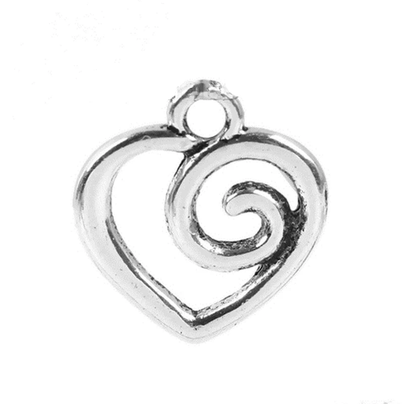 DoreenBeads Подвеска из сплава цинка в форме сердца Подвески серебряного цвета DIY