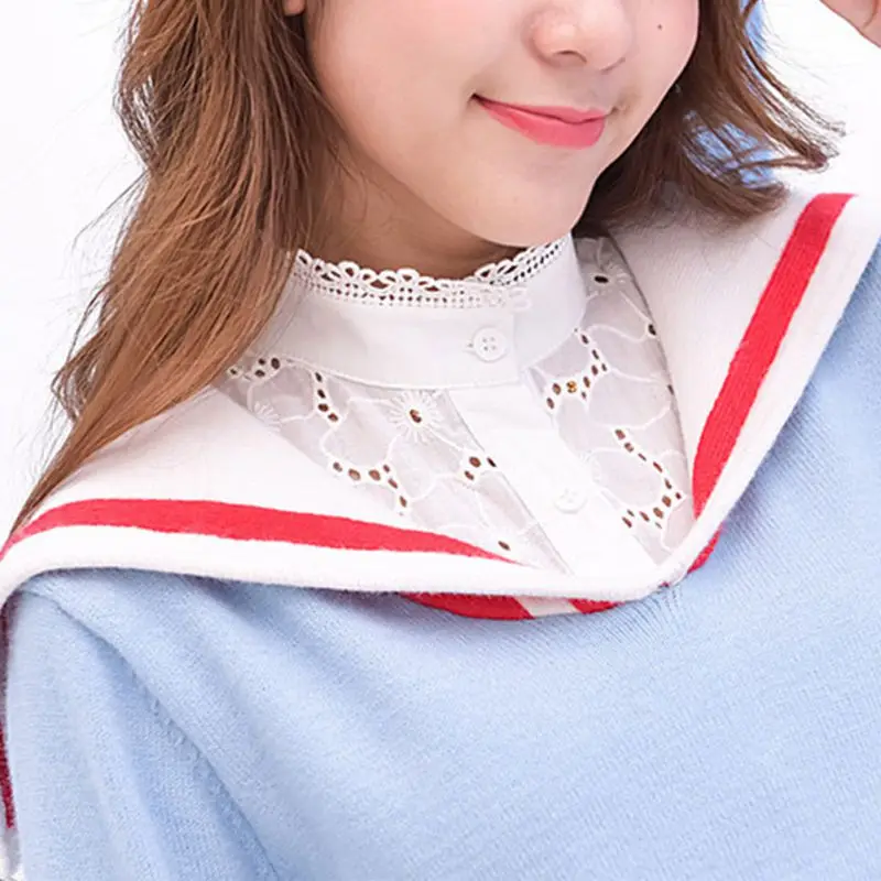 Женская кружевная блузка в стиле ретро с вырезами и кружевным воротником|shirt