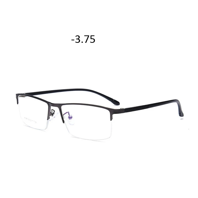 gray myopia 3.75 Zilead полуоправа анти-синий светильник очки для близорукости Ретро Классические мужские Бизнес близорукие очки унисекс-0,75 до-4,0 - Цвет оправы: gray myopia 3.75