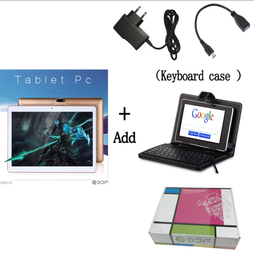 Add Keyboard BDF 10 дюймов четырехъядерный Android 7,0 Dual SIM 3G сетевой фаблет 4 Гб+ 32 ГБ ips HD экран планшет - Комплект: Add Keyboard