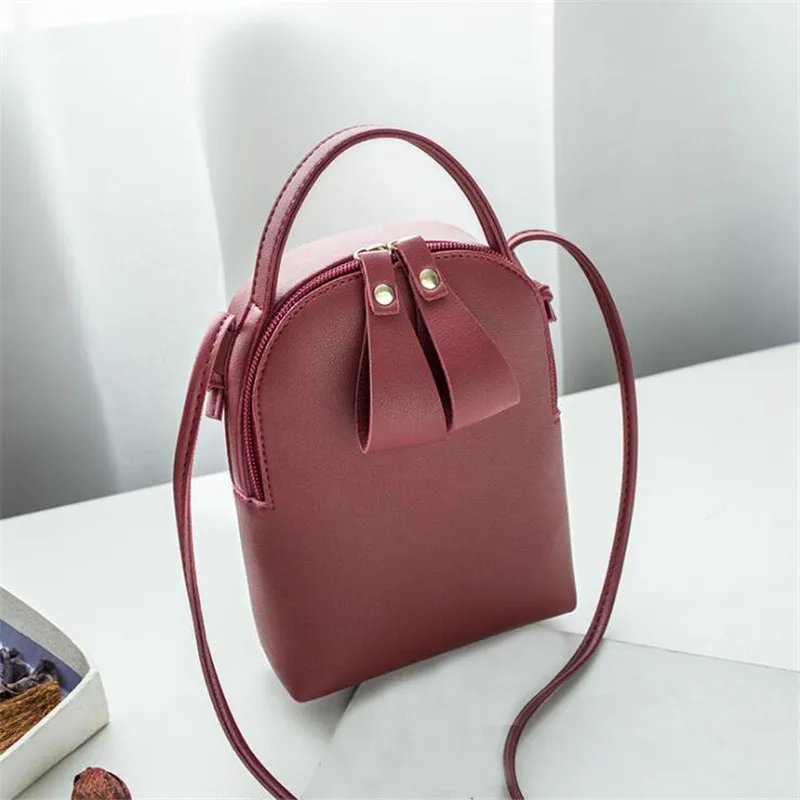 

New Women Casual Shoulder Bags PU Leather Bucket Bag Solid Handbags for Girls Phone Money Messenger Crossbody Pack Portable Bag