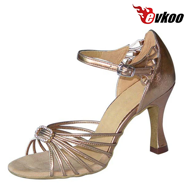 Evkoodance Brand Lady Shoes Salsa Dance 7cm Heel Pu With Crystal Buckle Latin Evkoo-202 | Спорт и развлечения