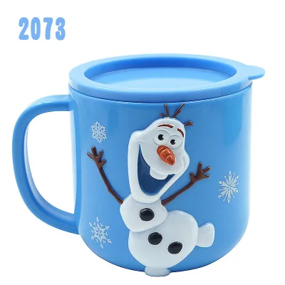 Green Disney Children's Covered Baby Cup Milk Cup Mouth Cup 3D Cute Handle Baby Drinking Cup - Color: Green