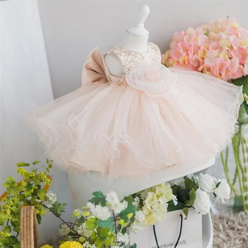 light pink Элегантное летнее платье для девочек; многослойное кружевное фатиновое свадебное платье для девочек; вечерние платья принцессы на День рождения; платья для первого причастия - Цвет: light pink