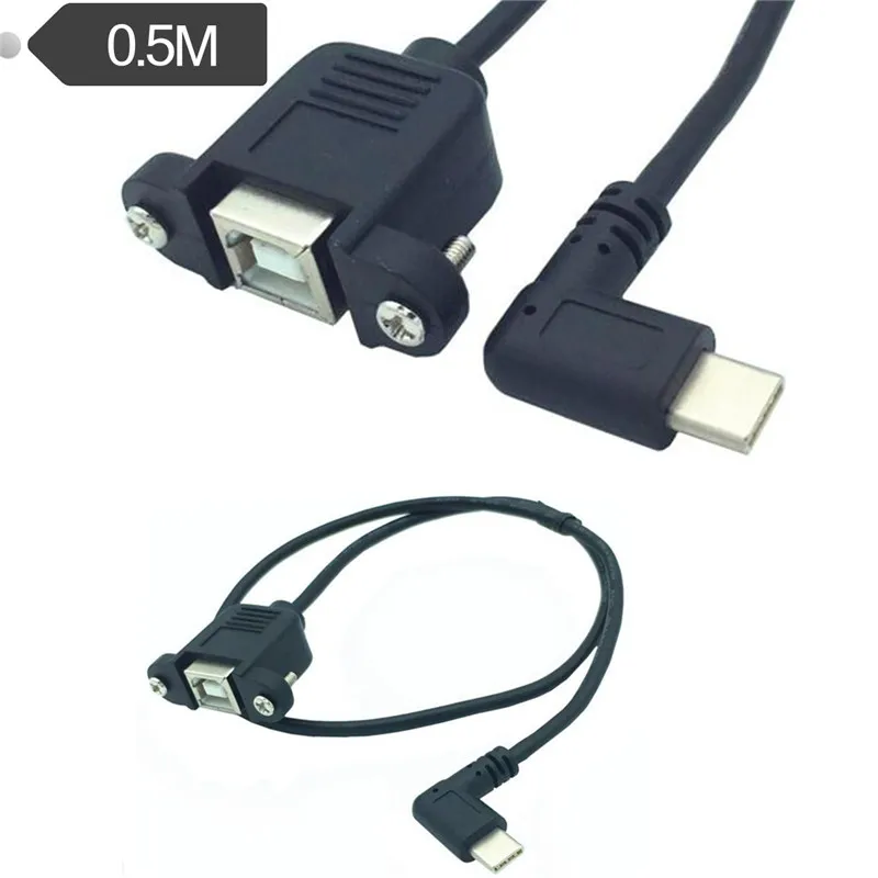 50 см USB 2 0 B гнездо принтера Панель Крепление к Type c правый угол Мужской кабель для