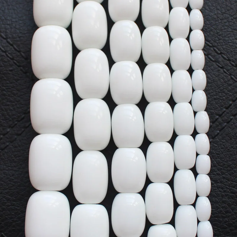 Гладкие белые фарфоровые Агаты в форме барабана бусины 15 дюймов на нить |