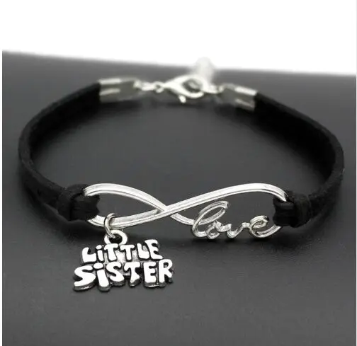 1pcs infinity handmade Women Stylish Little Sister Charms Bracelets Leather Bracelet Friendship Gift 7421 | Украшения и