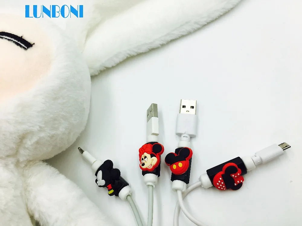 50 шт./лот Микки Маус Анти-перелом мультфильм USB защитный кабель для намотки данных
