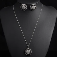 classic design women girls jewelry sets for fashion jewelry black cubic zirconia pave necklace sets dress accessories gift s 006