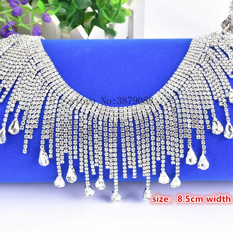 Bling bling 1 ярдов/партия Стразы танцевальная Серебряная цепочка с кристаллами, кисточки украшения пришивные стразы для одежды окантовка ожерелье отделка