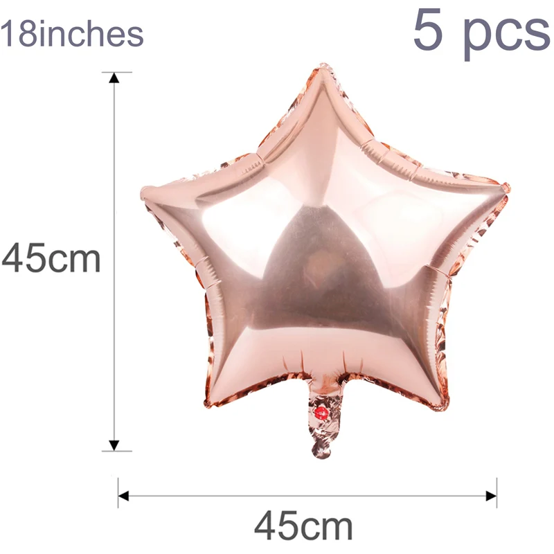 5pcs rose gold star Huiran, 5 шт. в партии, 18 дюймов с днем рождения воздушные шары "сделай сам" сердце шары звезда Globos День рождения Декор детей шарики для свадьбы Любовь следа - Цвет: 5pcs rose gold star