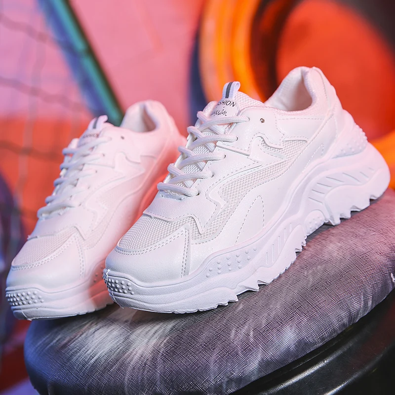 Women Shoes Fashion Vulcanize Shoes With 5cm Chunky Sneakers Women Casual Platform Dad Shoes Female White Basket Femme Krassovki